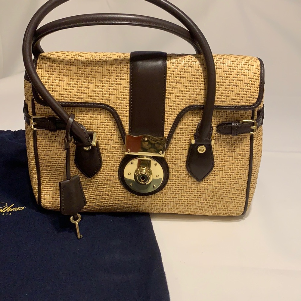 Brooks Brothers woven raffia handbag